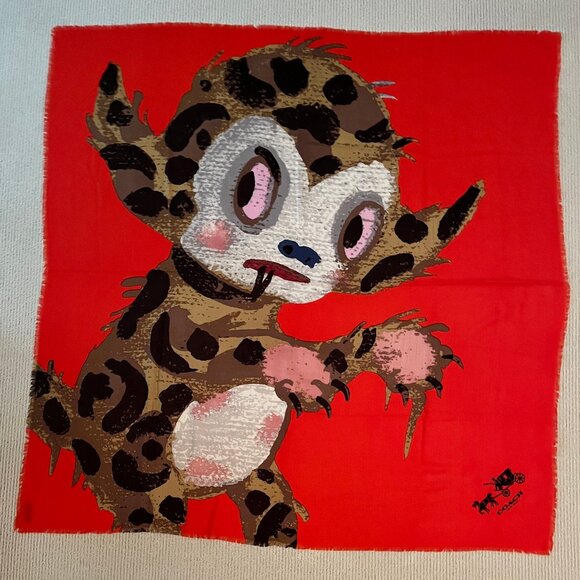Coach X Gary Baseman Buster Le Fauve Wool Oversized Square Scarf - Authentic - Picture 10 of 10
